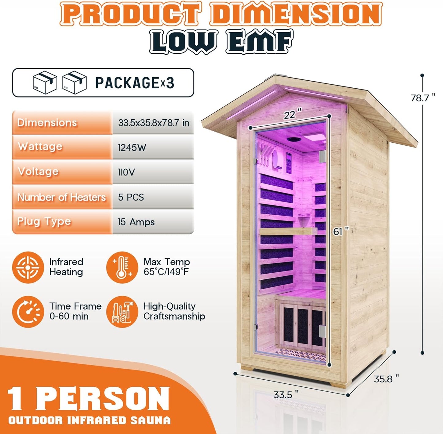 One-Person Outdoor Infrared Sauna