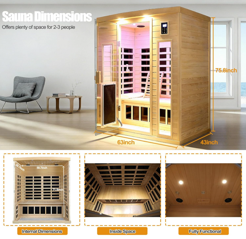 3 Person Ultra Low EMF Far-Infrared Sauna