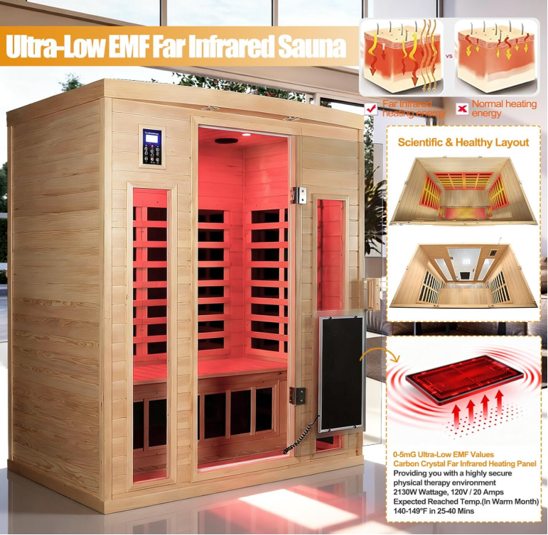 3 Person Ultra Low EMF Far-Infrared Sauna